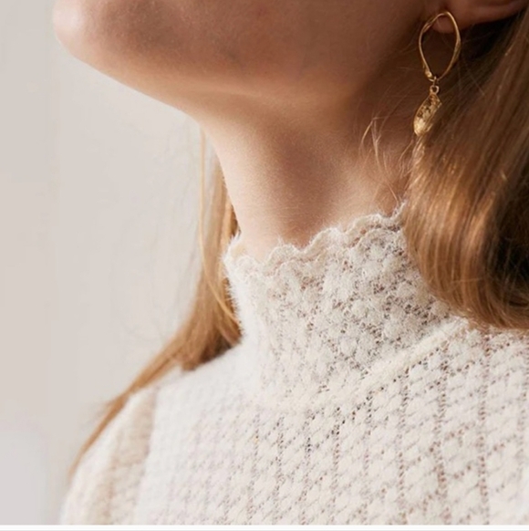 RIHOAS Floral See-Through Knitwear Sweater In Cream Size L - Picture 3 of 9